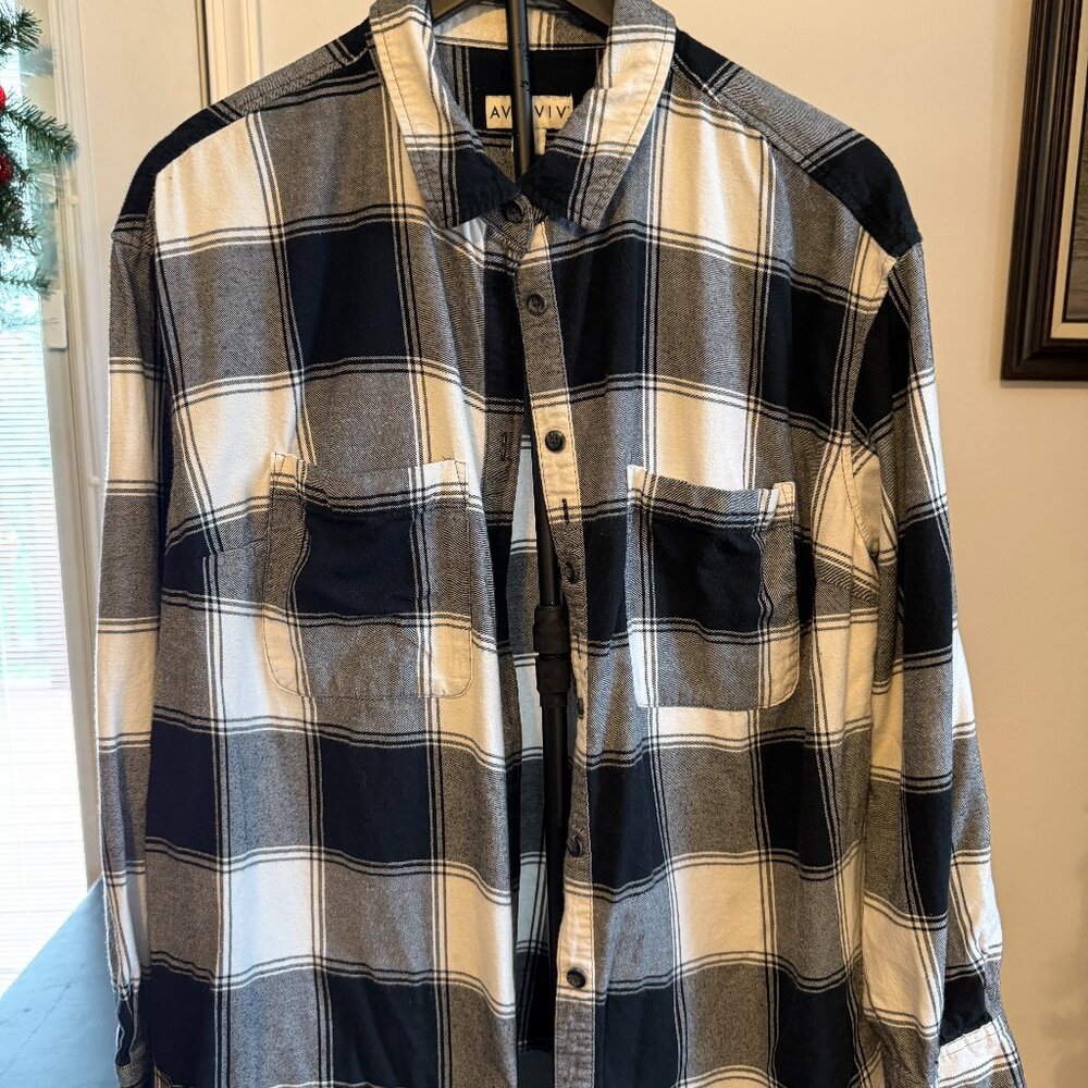 Ava & Viv Black & White Plaid Flannel Shirt – Size X – Like New